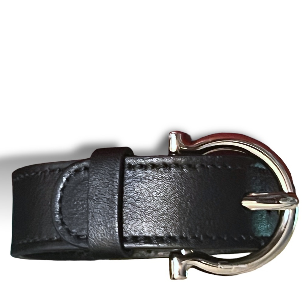 Ferragamo Black Leather 9” Bracelet Gold Hardware 3/4” Width NWOT - Picture 7 of 11